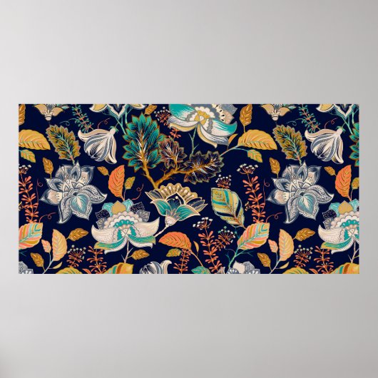 Kleurig naadloos patroon. Florale achtergrond. str Poster (Voorkant)