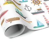 Kleurig nautisch thematroon cadeaupapier (Rol Hoek)