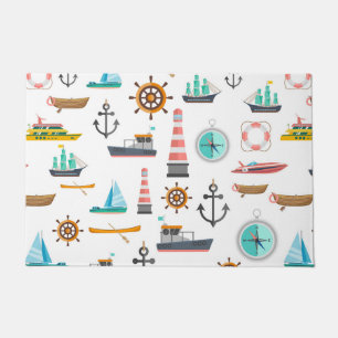 Kleurig nautisch thematroon deurmat