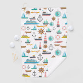 Kleurig nautisch thematroon golfhanddoek (Insitu)