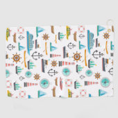 Kleurig nautisch thematroon golfhanddoek (Horizontaal)