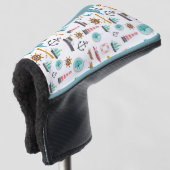 Kleurig nautisch thematroon golfheadcover (3/4 voorkant)