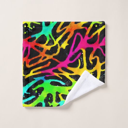 Kleurig neonspleetverfontwerp bad handdoek (Wasdoekje)