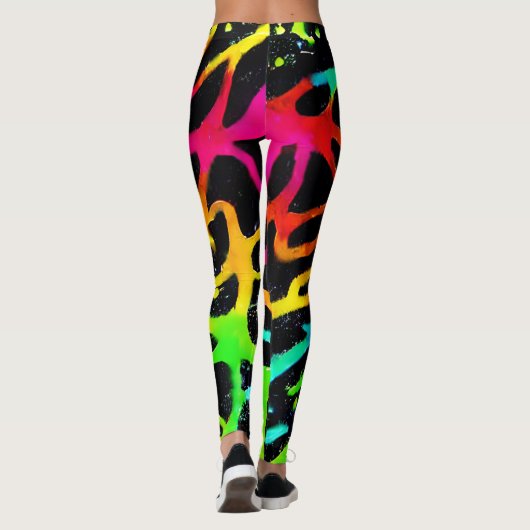 Kleurig neonspleetverfontwerp leggings (Achterkant)