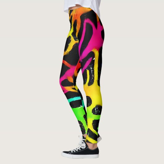 Kleurig neonspleetverfontwerp leggings (Links)