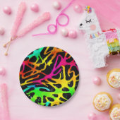 Kleurig neonspleetverfontwerp papieren bordje (Feest)