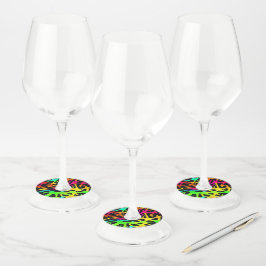 Kleurig neonspleetverfontwerp wijnglaslabel