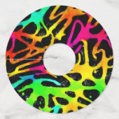 Kleurig neonspleetverfontwerp wijnglaslabel (Voorkant)