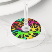 Kleurig neonspleetverfontwerp wijnglaslabel (Dichtbij)