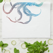 kleurig octopus silhouet theedoek (Gevouwen)