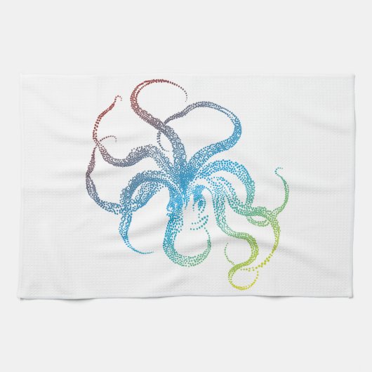kleurig octopus silhouet theedoek (Horizontaal)