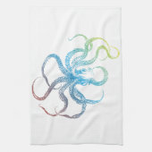kleurig octopus silhouet theedoek (Verticaal)