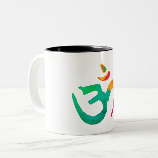 Kleurig OM-teken Tweekleurige Koffiemok (Voorkant links)