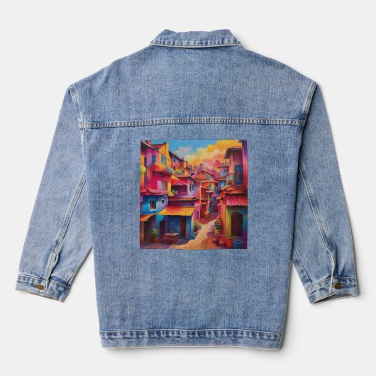 Kleurig ontwerp denim jacket (Achterkant)