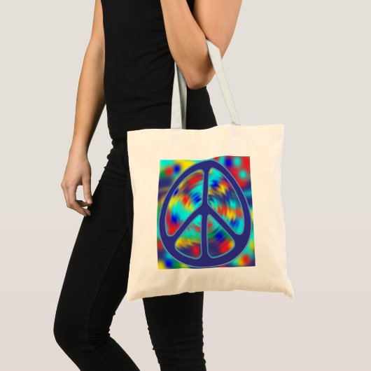 kleurig ontwerp van het vredesbord tote bag (Voorkant (product))