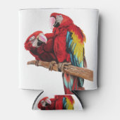 Kleurig ontwerp voor rode Macaw-Waterverf Blikjeskoeler (Voorkant)