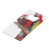 Kleurig ontwerp voor rode Macaw-Waterverf Creditkaart Flessenopener (Voorkant Gekanteld)