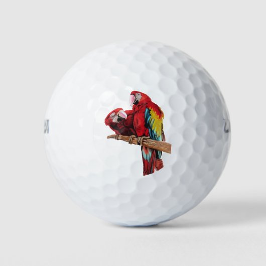 Kleurig ontwerp voor rode Macaw-Waterverf Golfballen (Voorkant)