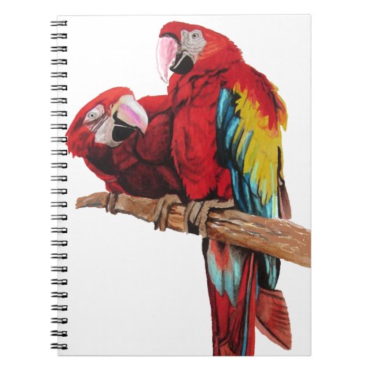 Kleurig ontwerp voor rode Macaw-Waterverf Notitieboek (Voorkant)