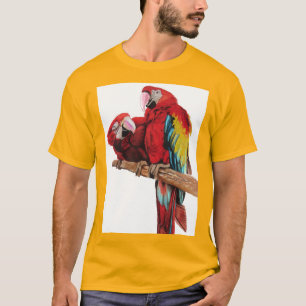 Kleurig ontwerp voor rode Macaw-Waterverf T-shirt