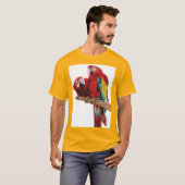 Kleurig ontwerp voor rode Macaw-Waterverf T-shirt (Voorkant volledig)