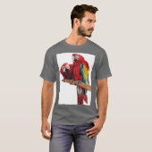 Kleurig ontwerp voor rode Macaw-Waterverf T-shirt (Voorkant volledig)