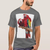Kleurig ontwerp voor rode Macaw-Waterverf T-shirt (Voorkant)