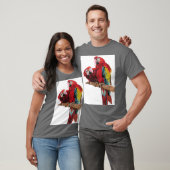 Kleurig ontwerp voor rode Macaw-Waterverf T-shirt (Unisex)