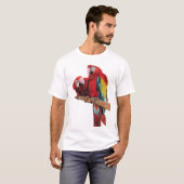 Kleurig ontwerp voor rode Macaw-Waterverf T-shirt (Voorkant volledig)
