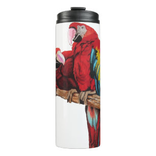 Kleurig ontwerp voor rode Macaw-Waterverf Thermosbeker