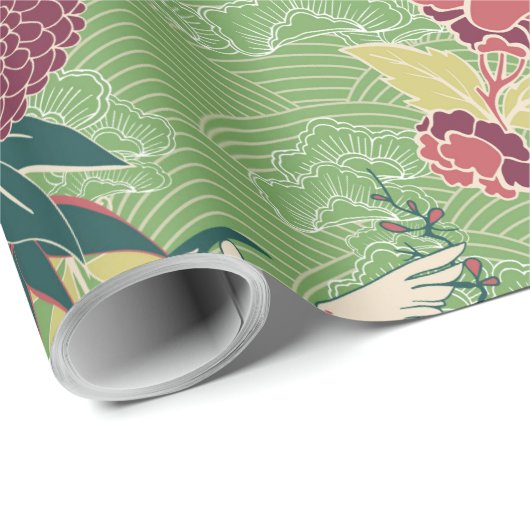 Kleurig oosterse zijde cadeaupapier (Rol Hoek)