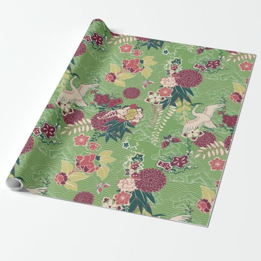 Kleurig oosterse zijde cadeaupapier (Uitgerold)