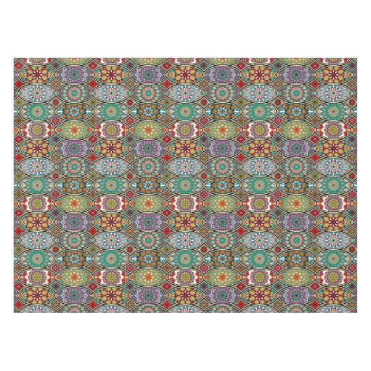 Kleurig ovaal met verschillende soorten mandalas f tafelkleed (Voorkant (Horizontaal))