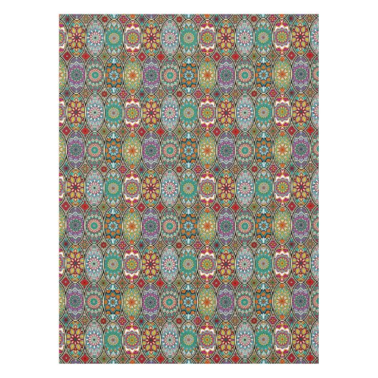 Kleurig ovaal met verschillende soorten mandalas f tafelkleed (Voorkant)