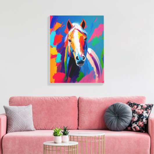 kleurig paard canvas afdruk (Insitu (Woonkamer))
