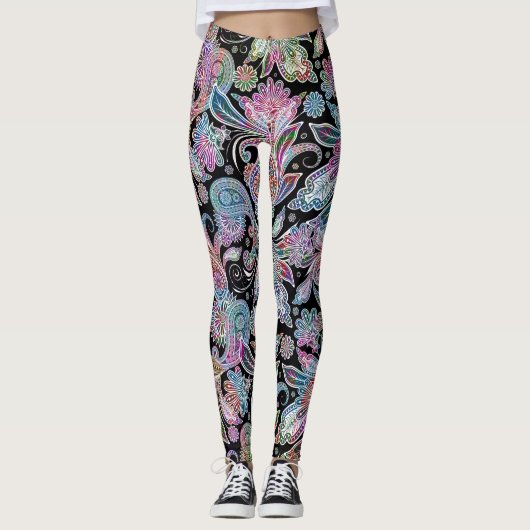 Kleurig  paisleypatroon met florale paisley leggings (Voorkant)
