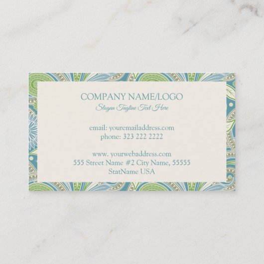 Kleurig  paisleypatroon visitekaartje (Achterkant)