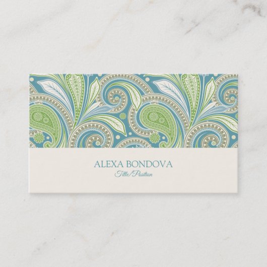 Kleurig  paisleypatroon visitekaartje (Voorkant)