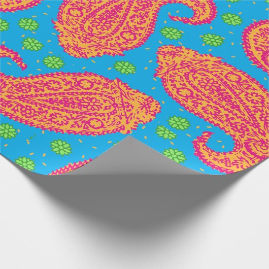 Kleurig paisleypatroonpapier cadeaupapier (Hoek)