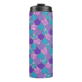 Kleurig patroon met glitterige zeemschalen thermosbeker