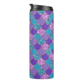 Kleurig patroon met glitterige zeemschalen thermosbeker (Geroteerd rechts)