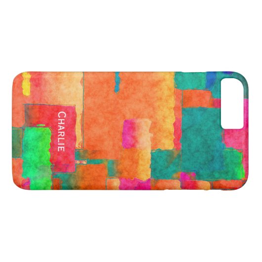 Kleurig patroon met persoonlijke naam Case-Mate iPhone case (Achterkant (Horizontaal))