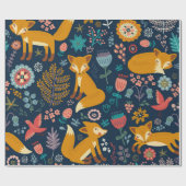 Kleurig patroon met vossen, patroon, bos, herfst cadeaupapier (Vlak)