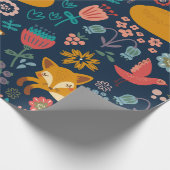 Kleurig patroon met vossen, patroon, bos, herfst cadeaupapier (Hoek)