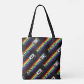 Kleurig patroon op zwarte achtergrond. Compact Tote Bag (Achterkant)