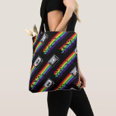 Kleurig patroon op zwarte achtergrond. Compact Tote Bag (Dichtbij)