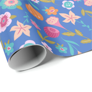 kleurig patroon van abstracte bloemen cadeaupapier