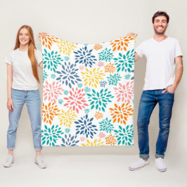 Kleurig patroon van abstracte bloemen fleece deken