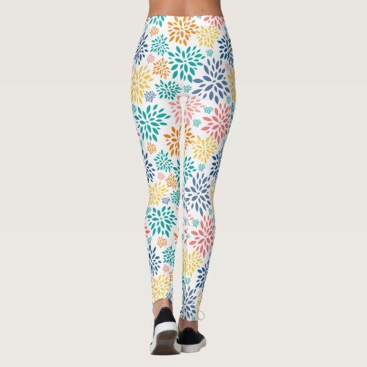Kleurig patroon van abstracte bloemen leggings (Achterkant)