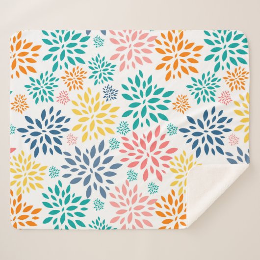 Kleurig patroon van abstracte bloemen sherpa deken (Voorkant (horizontaal))